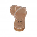 Woman's thong mules with rhinestones in copper laminated leather heel 2 - Available sizes:  42