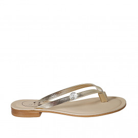Mule entredoigt avec pierre strass pour femmes en cuir lamé platine talon 2 - Pointures disponibles: 42