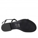 Woman's sandal with rhinestones in black and steel grey laminated leather heel 2 - Available sizes:  33, 34, 42, 45