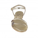 Sandalia para mujer con cinturon en piel laminada platino, cobrizo y gris acero tacon 2 - Tallas disponibles:  34, 43, 44, 45