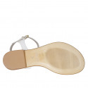 Sandalia con cinturon para mujer en piel blanca y piel laminada platino tacon 2 - Tallas disponibles:  42, 44