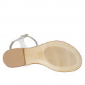 Woman's strap sandal in white leather and platinum laminated leather heel 2 - Available sizes:  42, 43, 44, 45