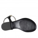 Sandalia con cinturon para mujer en piel negra y piel laminada gris acero tacon 2 - Tallas disponibles:  33, 42, 44