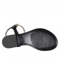 Sandalo da donna con cinturino in pelle nera e laminata acciaio tacco 2 - Misure disponibili: 33, 42, 43, 44, 45