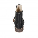 Woman's ankle boot in black pierced leather with elastic bands heel 3 - Available sizes:  32, 33, 42, 43, 44, 45, 46