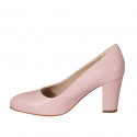 Woman's pump in rose leather heel 7 - Available sizes:  32, 33, 34, 42, 44, 45