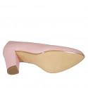 Zapato de salon para mujer en piel rosa tacon 7 - Tallas disponibles:  32, 33, 34, 42, 44, 45