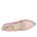 Zapato de salon para mujer en piel rosa tacon 7 - Tallas disponibles:  32, 33, 34, 42, 44, 45