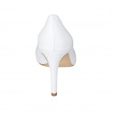 ﻿Woman's pointy pump shoe in white leather with heel 9 - Available sizes:  34, 42, 43, 44, 45, 46