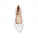 ﻿Woman's pointy pump shoe in white leather with heel 9 - Available sizes:  34, 42, 43, 44, 45, 46