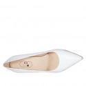﻿Zapato de salón puntiagudo para mujer en piel blanca con tacon 9 - Tallas disponibles:  34, 42, 43, 44, 45, 46