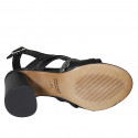 Sandale pour femmes en cuir noir avec strass talon 7 - Pointures disponibles:  33, 43