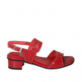 Woman's sandal in red patent leather heel 3 - Available sizes:  32