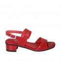 Sandalo da donna in vernice rossa tacco 3 - Misure disponibili: 32, 33, 43, 44