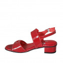Woman's sandal in red patent leather heel 3 - Available sizes:  32, 33, 43, 44
