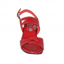 Sandale pour femmes en cuir verni rouge talon 3 - Pointures disponibles:  32, 33, 43, 44