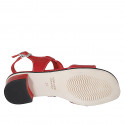 Sandale pour femmes en cuir verni rouge talon 3 - Pointures disponibles:  32, 33, 43, 44