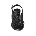 Sandalo da donna in pelle nera con fasce intrecciate tacco 5 - Misure disponibili: 45