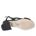 Sandalo da donna in pelle nera con fasce intrecciate tacco 5 - Misure disponibili: 45