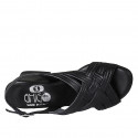 Sandale tressé pour femmes en cuir noir talon 5 - Pointures disponibles:  45