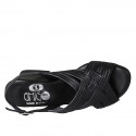 Sandalo da donna in pelle nera con fasce intrecciate tacco 5 - Misure disponibili: 45