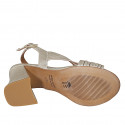Sandale pour femmes en cuir lamé platine tressé talon 7 - Pointures disponibles:  42