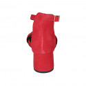 Woman's open shoe with strap in red suede heel 5 - Available sizes:  43, 44