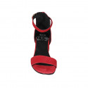 Woman's open shoe with strap in red suede heel 5 - Available sizes:  43, 44