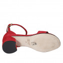 Woman's open shoe with strap in red suede heel 5 - Available sizes:  42, 43, 44