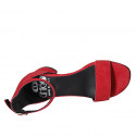 Woman's open shoe with strap in red suede heel 5 - Available sizes:  42, 43, 44