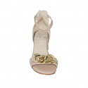 Woman's open shoe with strap and chain in nude leather heel 5 - Available sizes:  42, 43, 44
