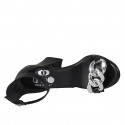 Scarpa aperta da donna con cinturino e catena in pelle nera tacco 7 - Misure disponibili: 33, 34, 42, 43, 44, 45