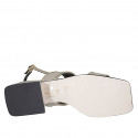 Woman's sandal in platinum glittered fabric and laminated leather heel 4 - Available sizes:  45