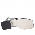 Sandalo da donna in tessuto glitterato e pelle laminata argento tacco 4 - Misure disponibili: 32, 33, 42, 44, 45