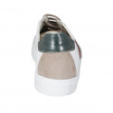 Chaussure à lacets pour hommes avec semelle amovible en cuir blanc, vert et rouge et cuir nubuck taupe - Pointures disponibles:  37, 51, 53
