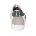 Chaussure à lacets pour hommes avec semelle amovible en cuir blanc, vert et rouge et cuir nubuck taupe - Pointures disponibles:  37, 46, 50, 51, 52, 53, 54