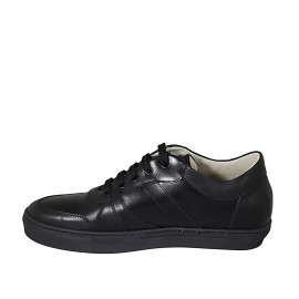 Chaussure à lacets pour hommes avec semelle amovible en cuir noir - Pointures disponibles:  46, 54 2