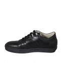 Chaussure à lacets pour hommes avec semelle amovible en cuir noir - Pointures disponibles:  37, 46, 47, 48, 49, 51, 53, 54
