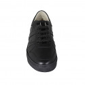 Man's laced shoe with removable insole in black leather - Available sizes:  37, 38, 46, 47, 48, 49, 51, 52, 53, 54