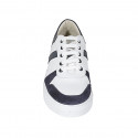 Chaussure à lacets pour hommes avec semelle amovible en cuir blanc et bleu et daim bleu - Pointures disponibles:  37, 38, 47, 48, 49, 50, 51, 53, 54