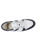 Man's laced shoe with removable insole in white and blue leather and blue suede - Available sizes:  37, 38, 47, 48, 49, 50, 51, 53, 54
