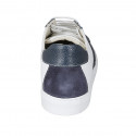 Chaussure à lacets pour hommes avec semelle amovible en cuir bleu et blanc et daim bleu - Pointures disponibles:  37, 46, 47, 48, 49, 51, 52, 54