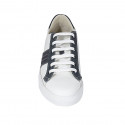 Man's laced shoe with removable insole in blue and white leather and blue suede - Available sizes:  37, 47, 49, 51, 52, 54
