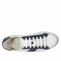 Man's laced shoe with removable insole in blue and white leather and blue suede - Available sizes:  37, 46, 47, 48, 49, 51, 52, 54