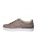 Scarpa stringata con plantare estraibile da uomo in pelle e camoscio taupe - Misure disponibili: 37, 46, 47, 48, 52, 54