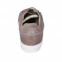 Men's laced shoe with removable insole in taupe leather and suede - Available sizes:  37, 38, 46, 47, 48, 49, 52, 53, 54