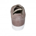 Scarpa stringata con plantare estraibile da uomo in pelle e camoscio taupe - Misure disponibili: 37, 38, 46, 47, 48, 52, 54