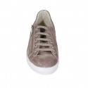 Men's laced shoe with removable insole in taupe leather and suede - Available sizes:  37, 38, 46, 47, 48, 49, 52, 53, 54