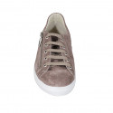 Scarpa stringata con plantare estraibile da uomo in pelle e camoscio taupe - Misure disponibili: 37, 38, 46, 47, 48, 52, 54