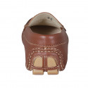 Men's car shoe with removable insole in tan brown leather - Available sizes:  38, 47, 50, 51, 52, 53, 54